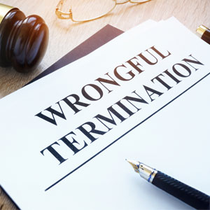 Wrongful termination document with gavel, representing employment law in West Virginia.